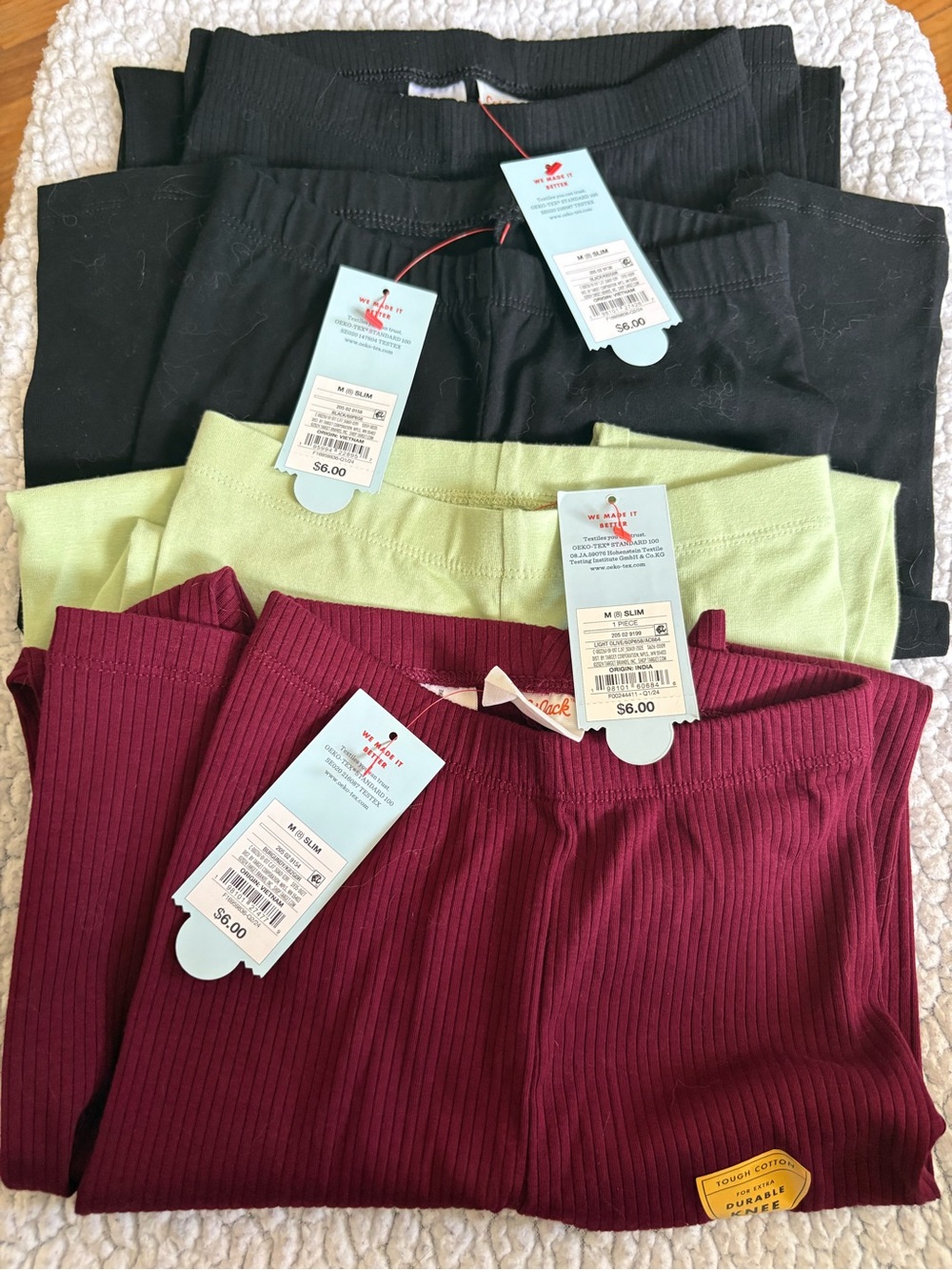 *NWT* Bundle Cat & Jack Pull-On Leggings in Black, Light Green & Burgundy